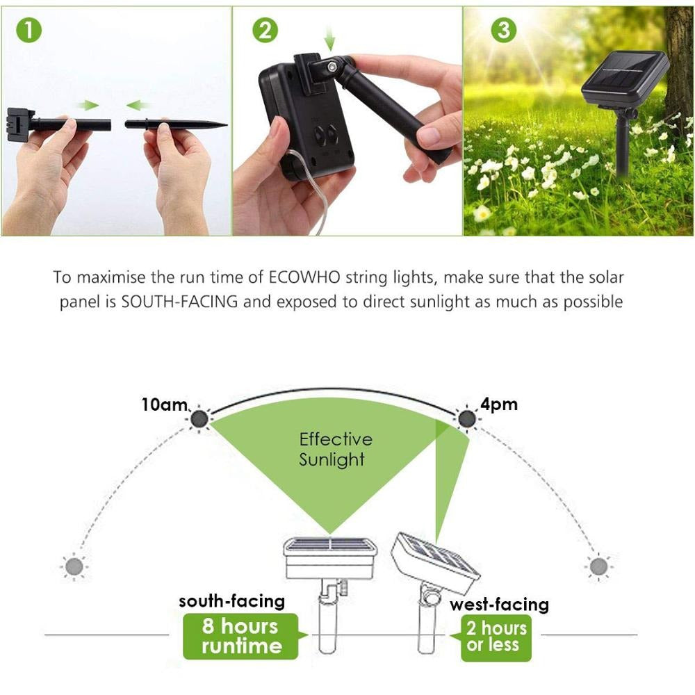Waterproof Outdoor Solar LED Strip Mini String Lights 20M