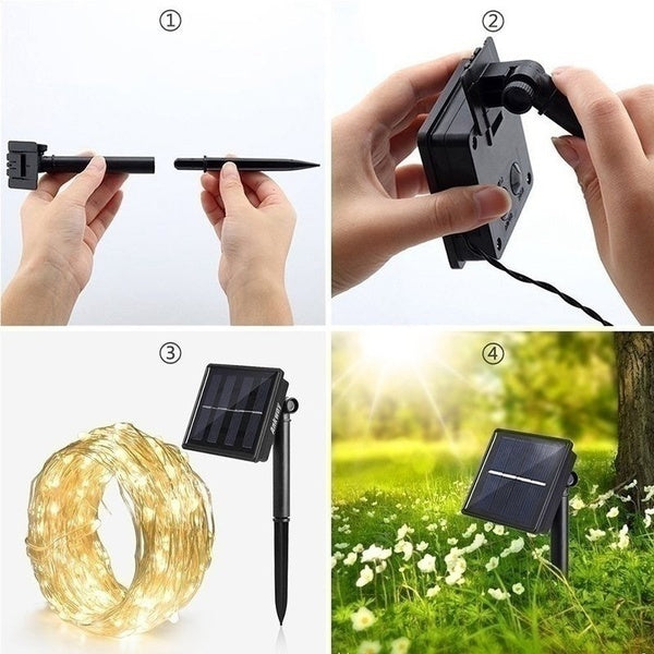 Waterproof Outdoor Solar LED Strip Mini String Lights 20M