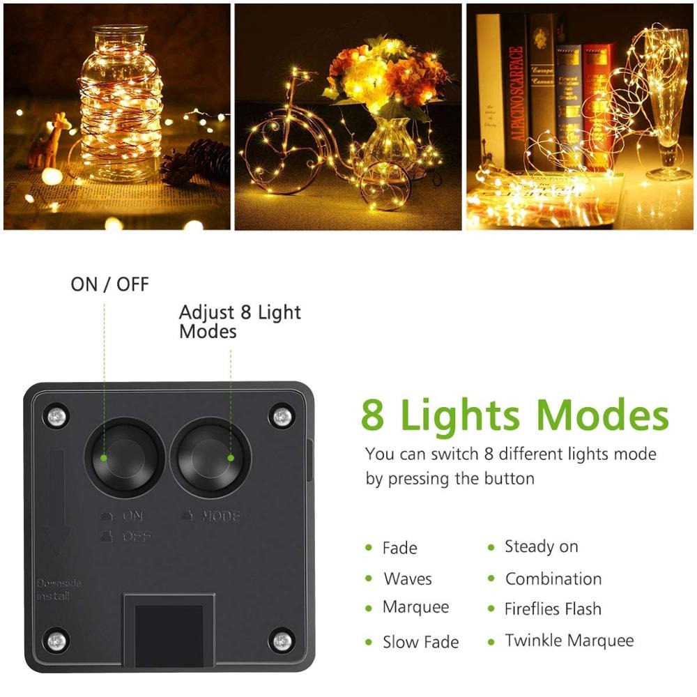 Waterproof Outdoor Solar LED Strip Mini String Lights 20M