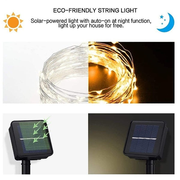 Waterproof Outdoor Solar LED Strip Mini String Lights 20M