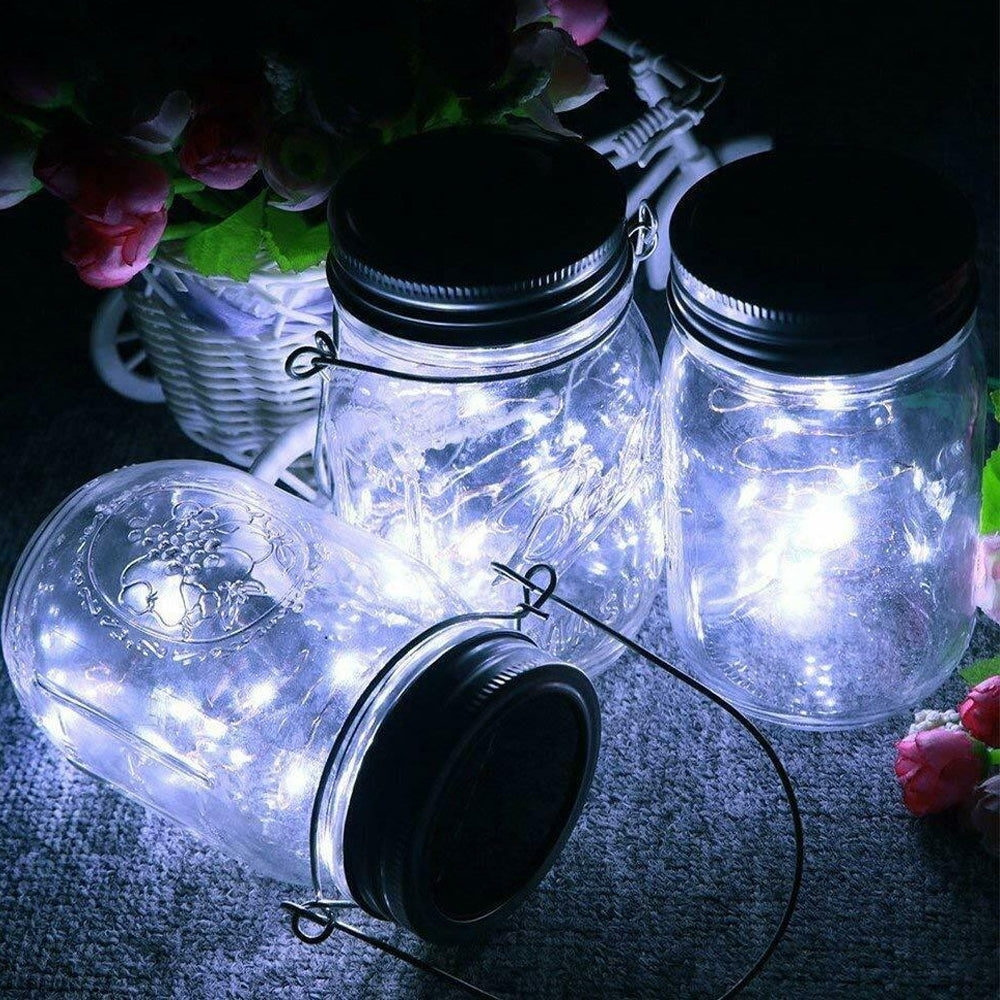Solar Powered Mason Jar LED Decorative Fairy Lights Set