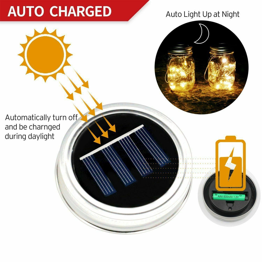 Solar Powered Mason Jar LED Decorative Fairy Lights Set