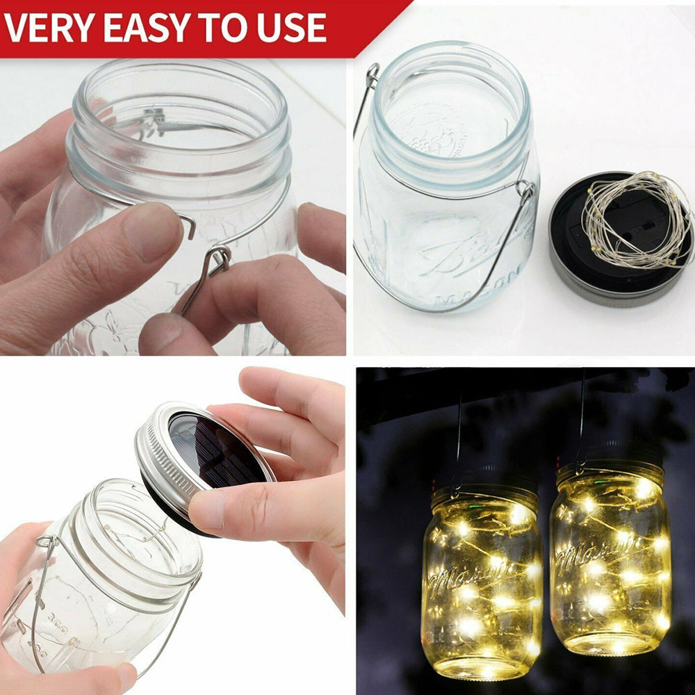 Solar Powered Mason Jar LED Decorative Fairy Lights Set