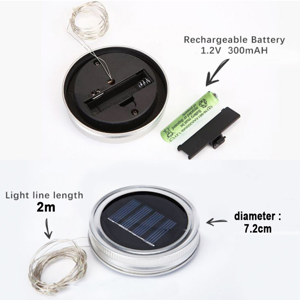Solar Powered Mason Jar LED Decorative Fairy Lights Set
