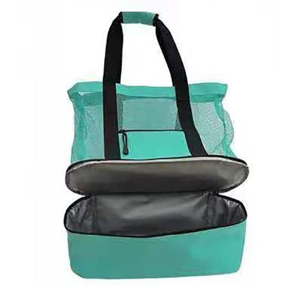 2 IN 1Mesh Beach Tote Bag with Insulated Cooler