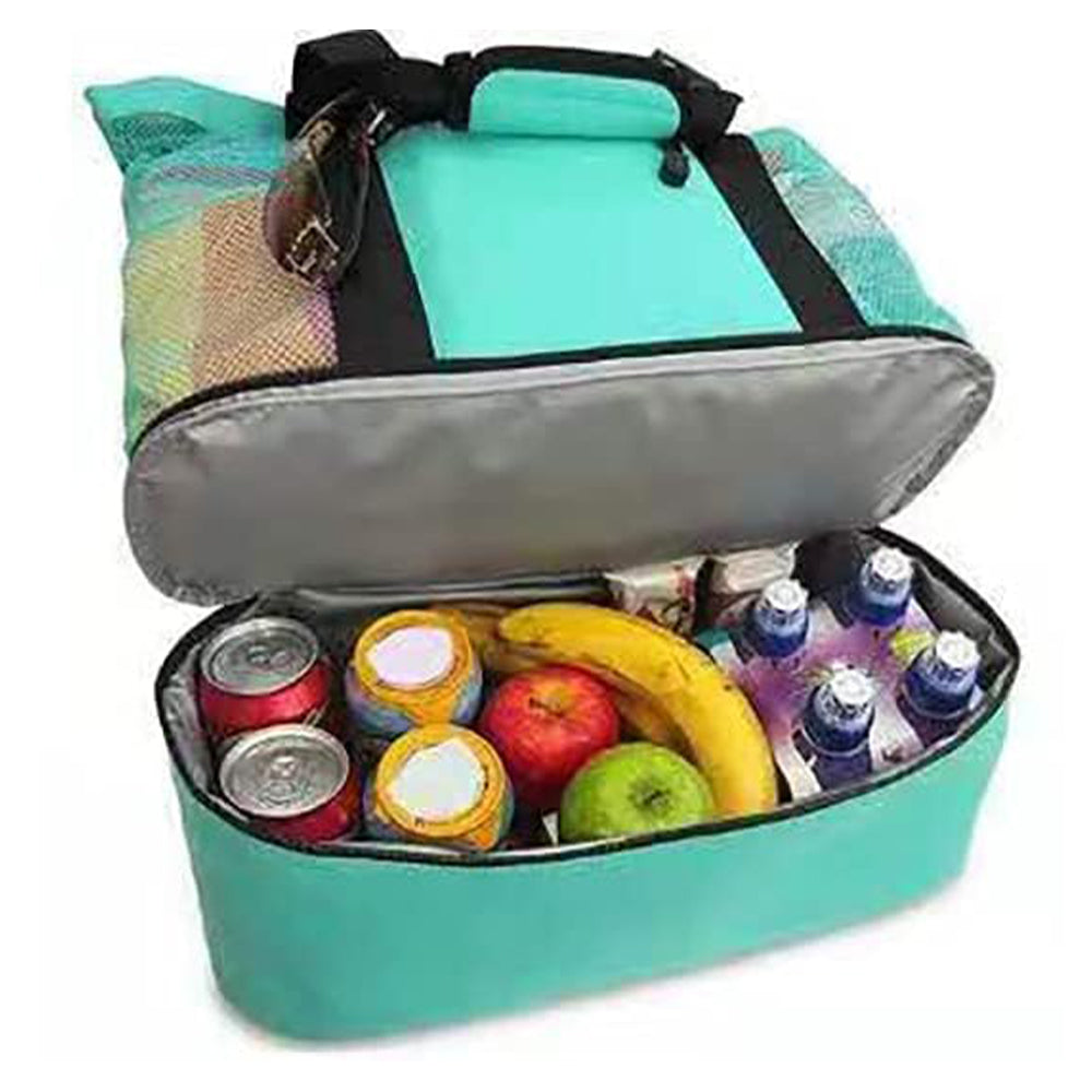 2 IN 1Mesh Beach Tote Bag with Insulated Cooler