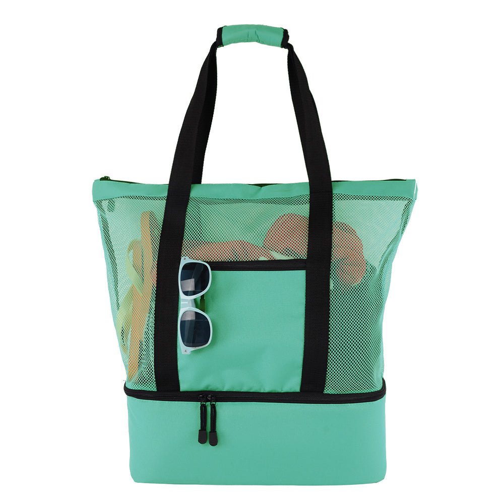 2 IN 1Mesh Beach Tote Bag with Insulated Cooler