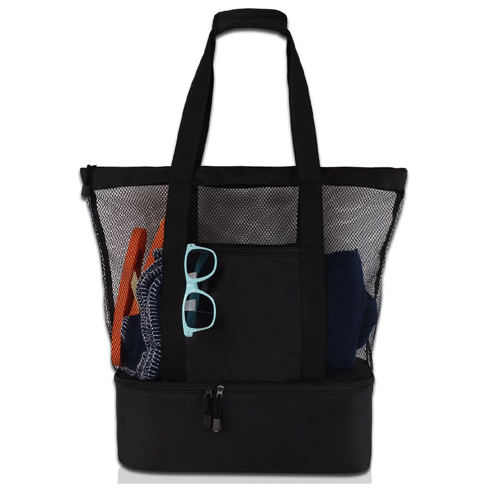 2 IN 1Mesh Beach Tote Bag with Insulated Cooler