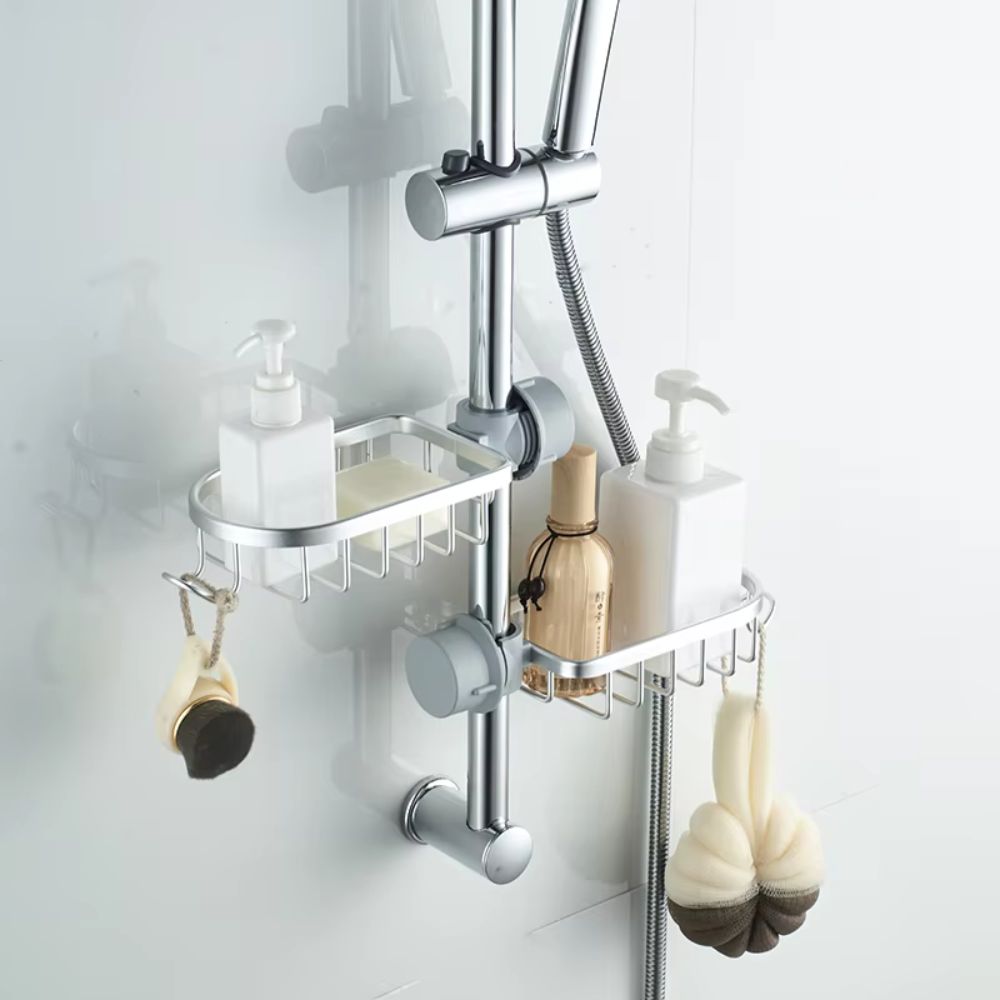 Adjustable Aluminum Shower Rack for Organized Bathroom Storage
