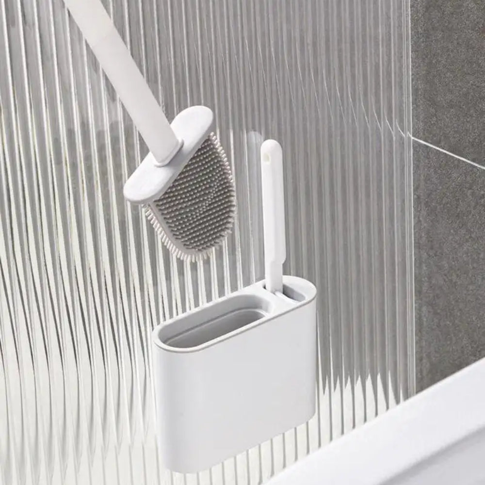 Wall Mounted TPR Toilet Brush With Long Handle Silicone Soft Bristle Brush