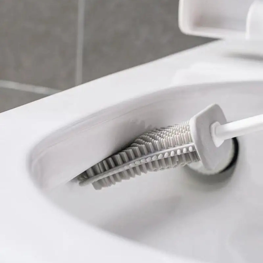 Wall Mounted TPR Toilet Brush With Long Handle Silicone Soft Bristle Brush