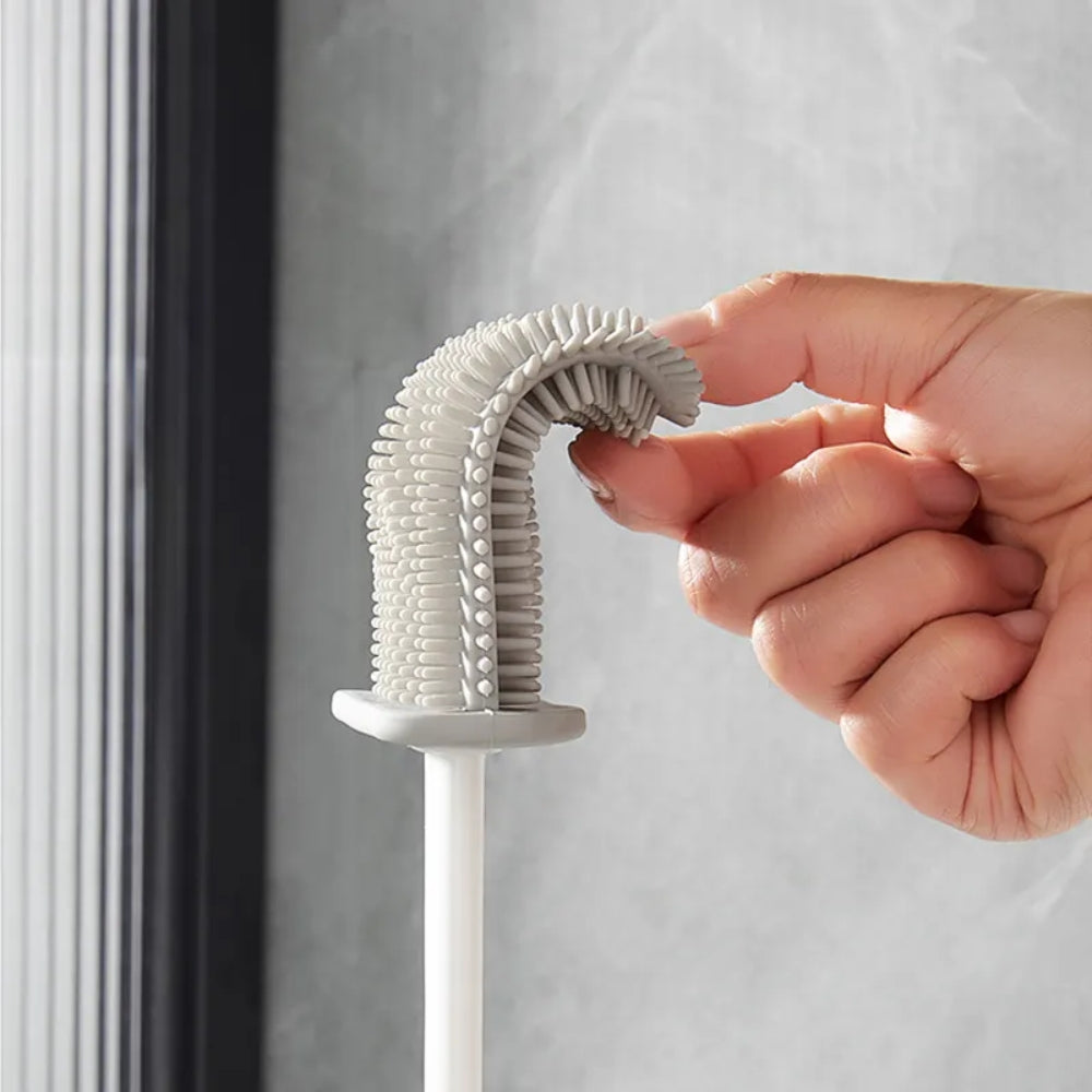 Wall Mounted TPR Toilet Brush With Long Handle Silicone Soft Bristle Brush