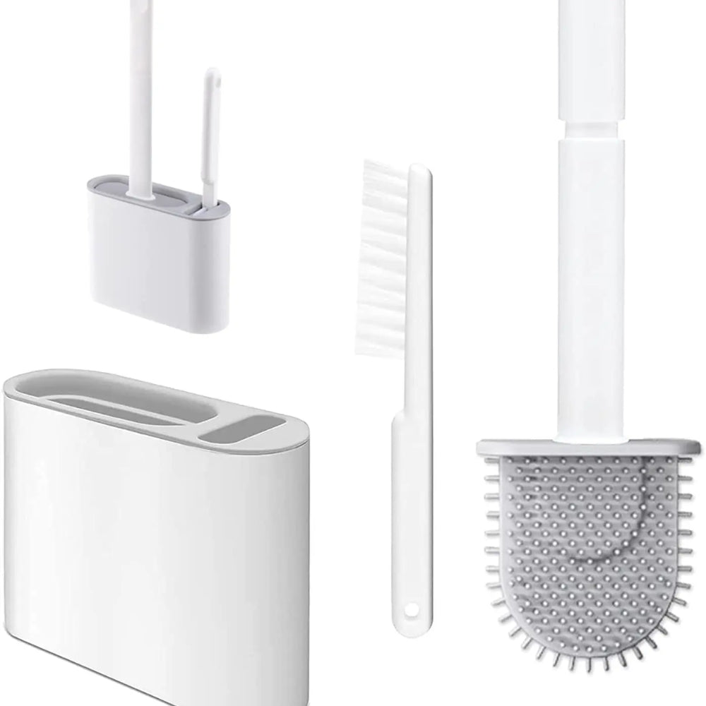 Wall Mounted TPR Toilet Brush With Long Handle Silicone Soft Bristle Brush