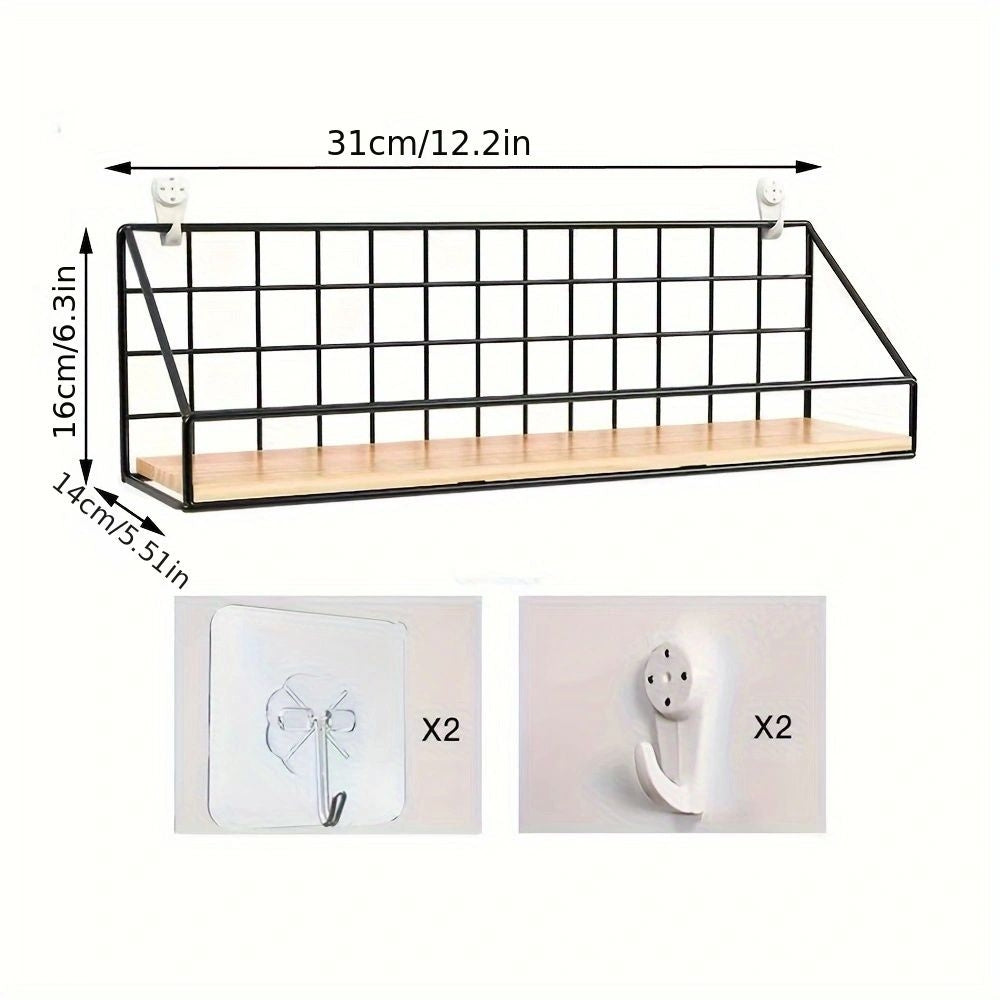 Non Perforated Storage Rack Wall Mounted Rural Wooden Storage Rack
