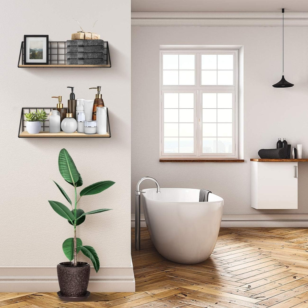 Non Perforated Storage Rack Wall Mounted Rural Wooden Storage Rack