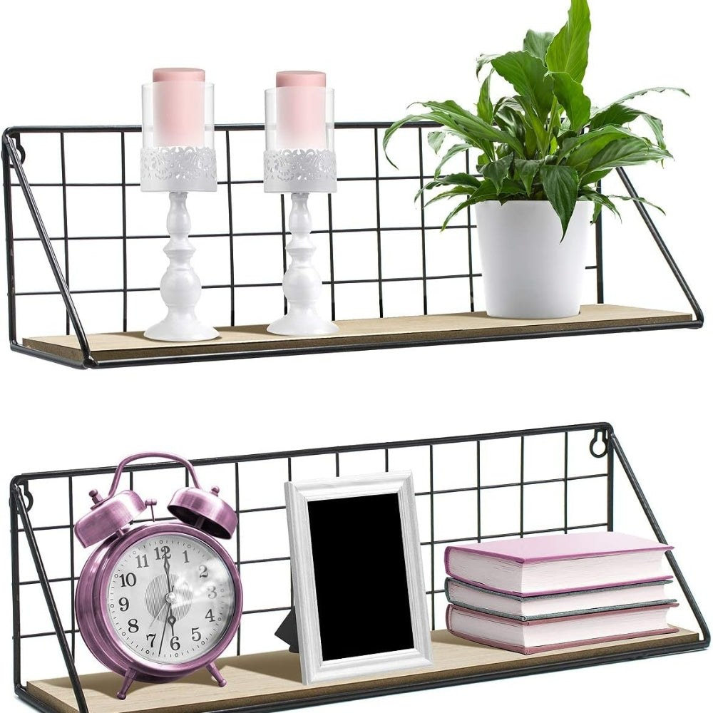 Non Perforated Storage Rack Wall Mounted Rural Wooden Storage Rack
