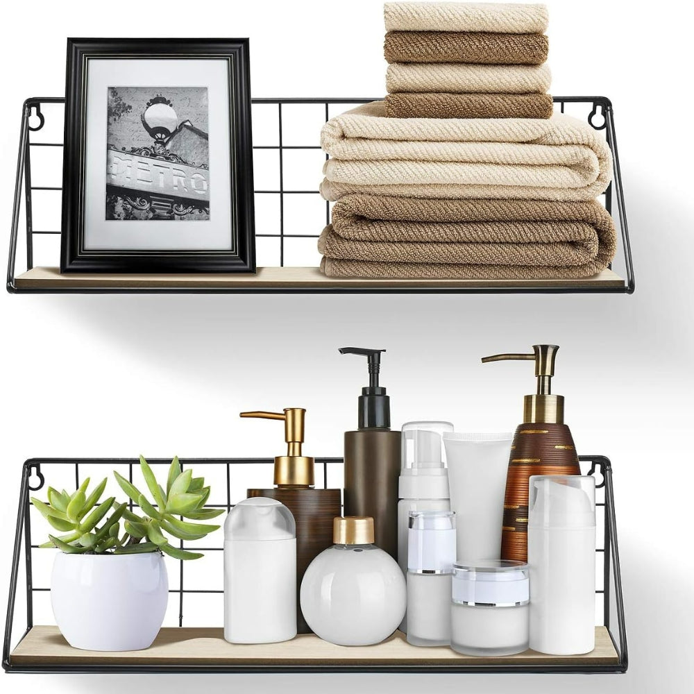 Non Perforated Storage Rack Wall Mounted Rural Wooden Storage Rack