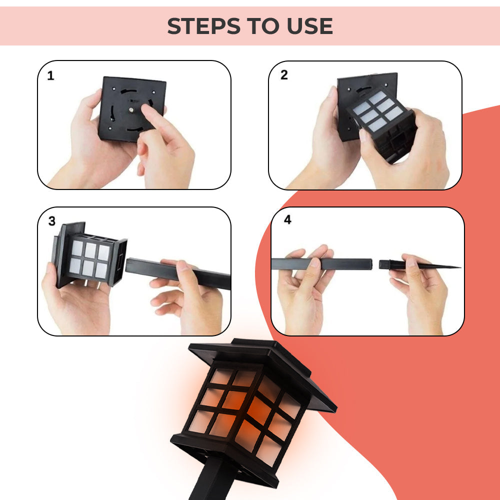 Dimnezz Solar Powered Waterproof LED Stake Lights for Outdoor Lighting