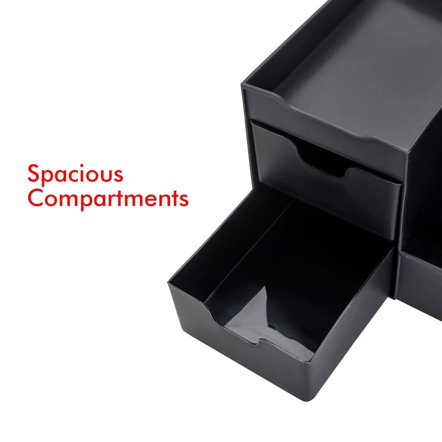 Hivvago Large Vanity Organizer – Black Multi-Compartment Makeup & Desk Storage