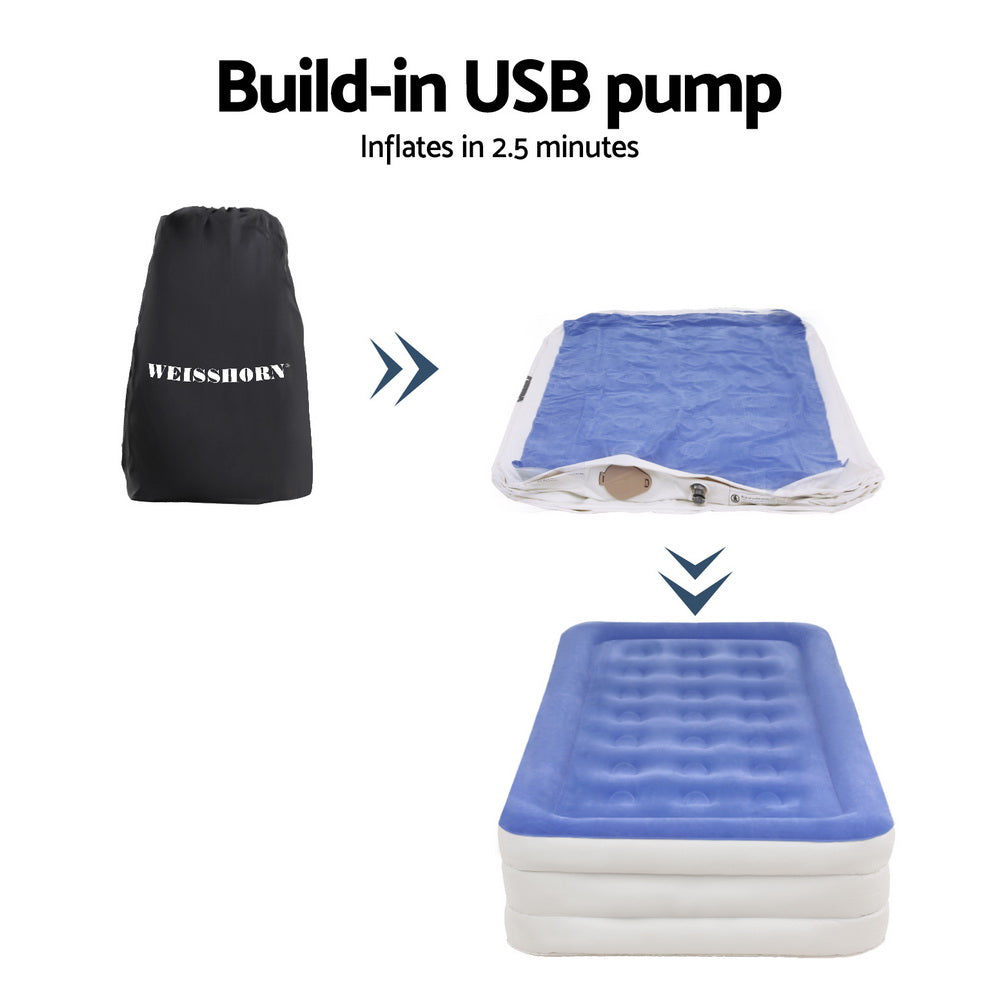 Weisshorn Air Mattress 46cm Single Inflatable Bed