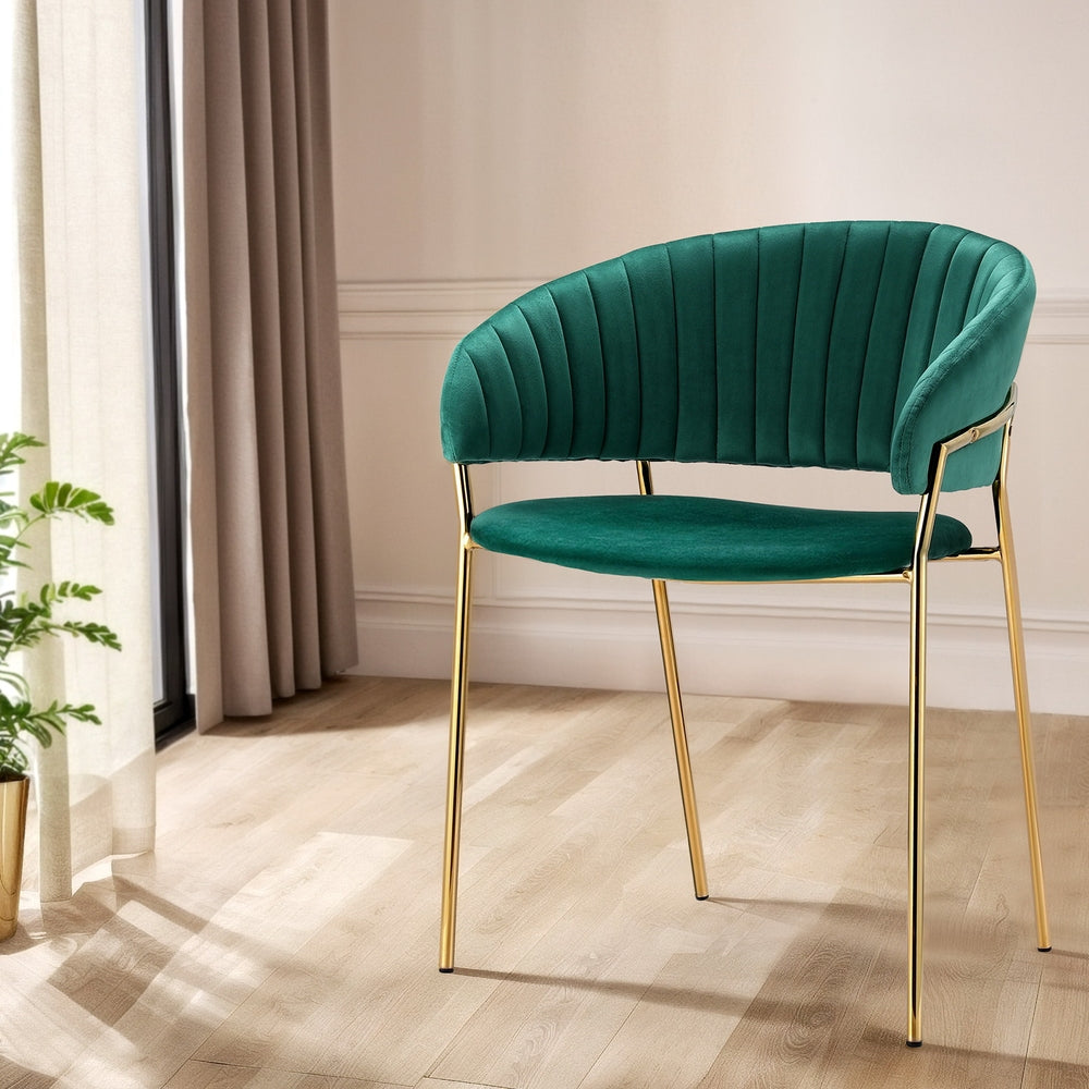 Artiss Dining Chairs Set of 2 Velvet Hollow Armchair