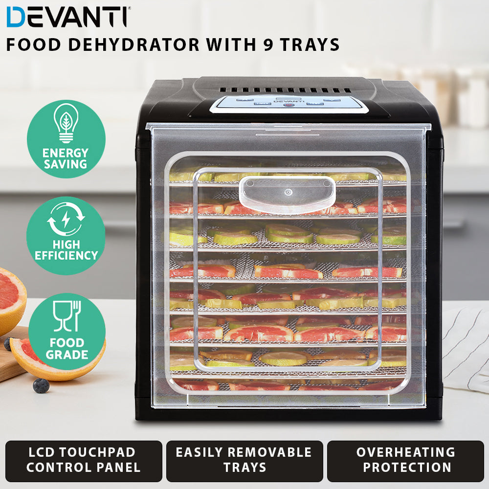 Devanti 9 Trays Food Dehydrator Stainless Steel Tray