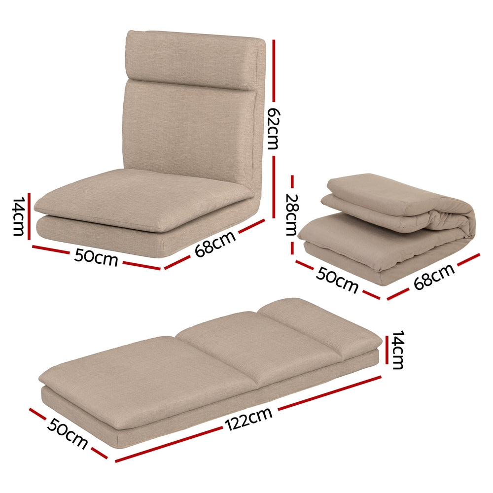Artiss Floor Lounge Sofa Bed Linen Beige