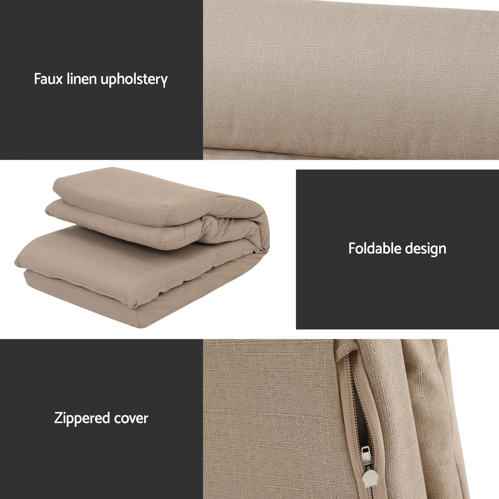 Artiss Floor Lounge Sofa Bed Linen Beige