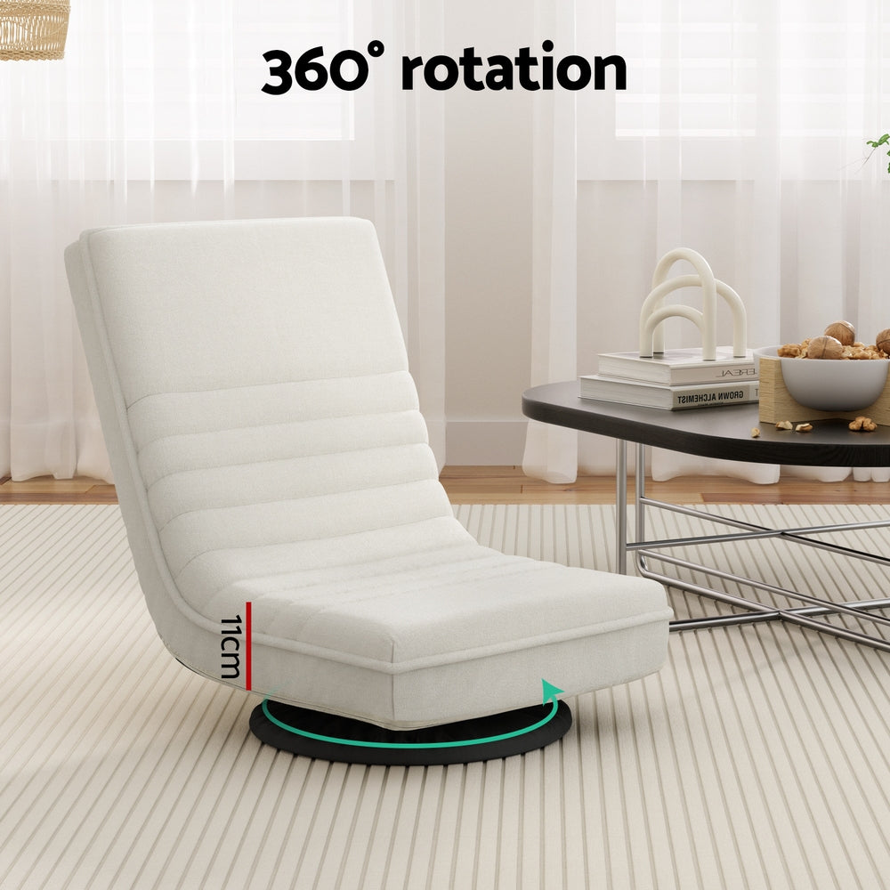 Artiss Floor and Foldable Lounge Sofa Swivel Linen White