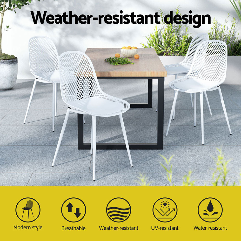 Gardeon 4PC Outdoor Dining Chairs Lounge Chair Patio Garden Furniture White