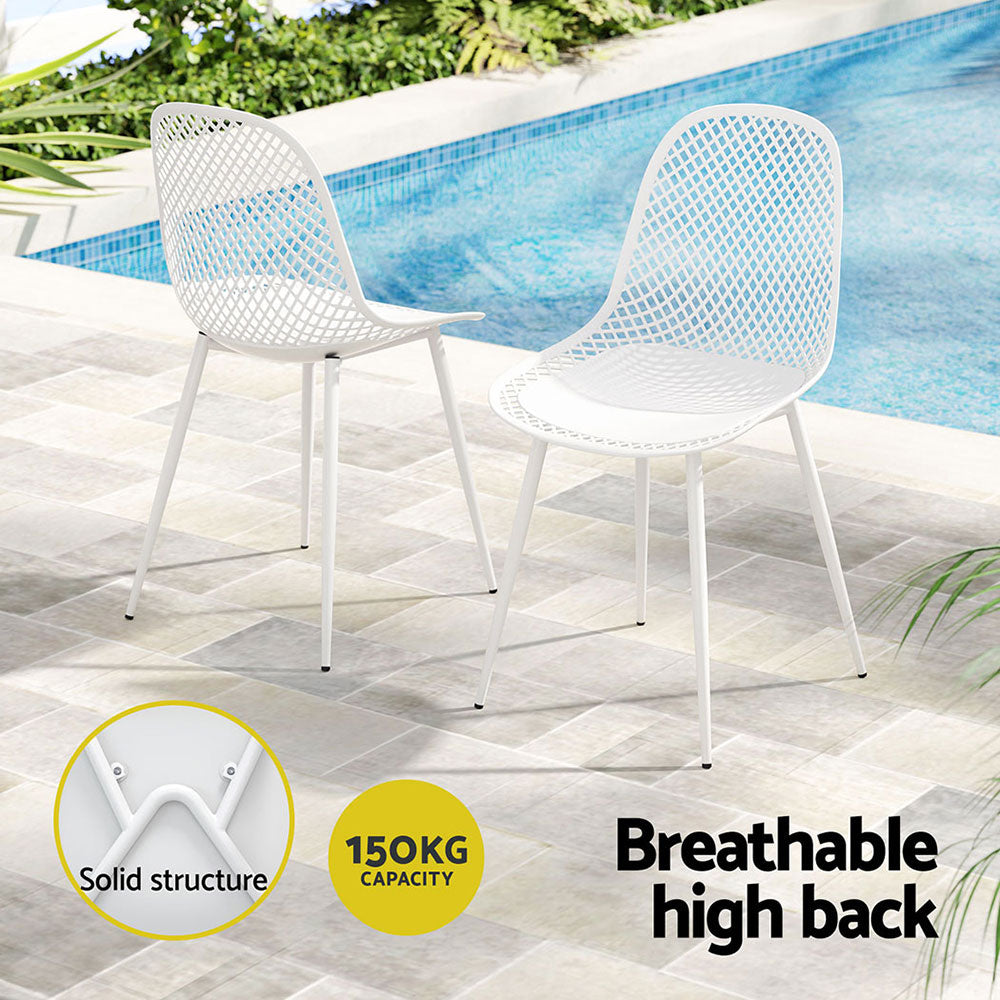 Gardeon 4PC Outdoor Dining Chairs Lounge Chair Patio Garden Furniture White