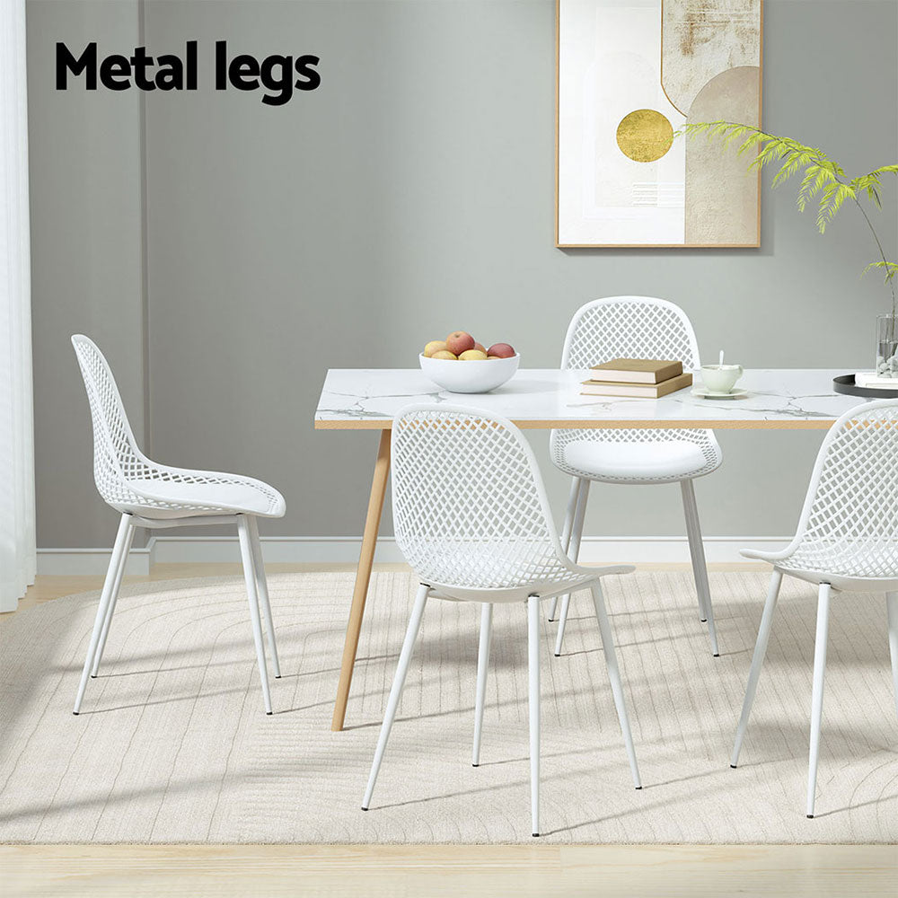 Gardeon 4PC Outdoor Dining Chairs Lounge Chair Patio Garden Furniture White