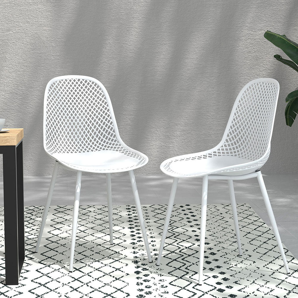 Gardeon 4PC Outdoor Dining Chairs Lounge Chair Patio Garden Furniture White