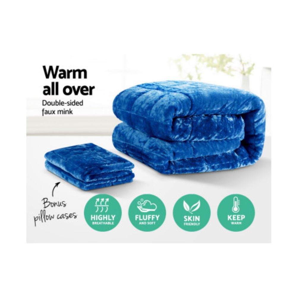 Giselle Bedding Faux Mink Quilt Blue Super King