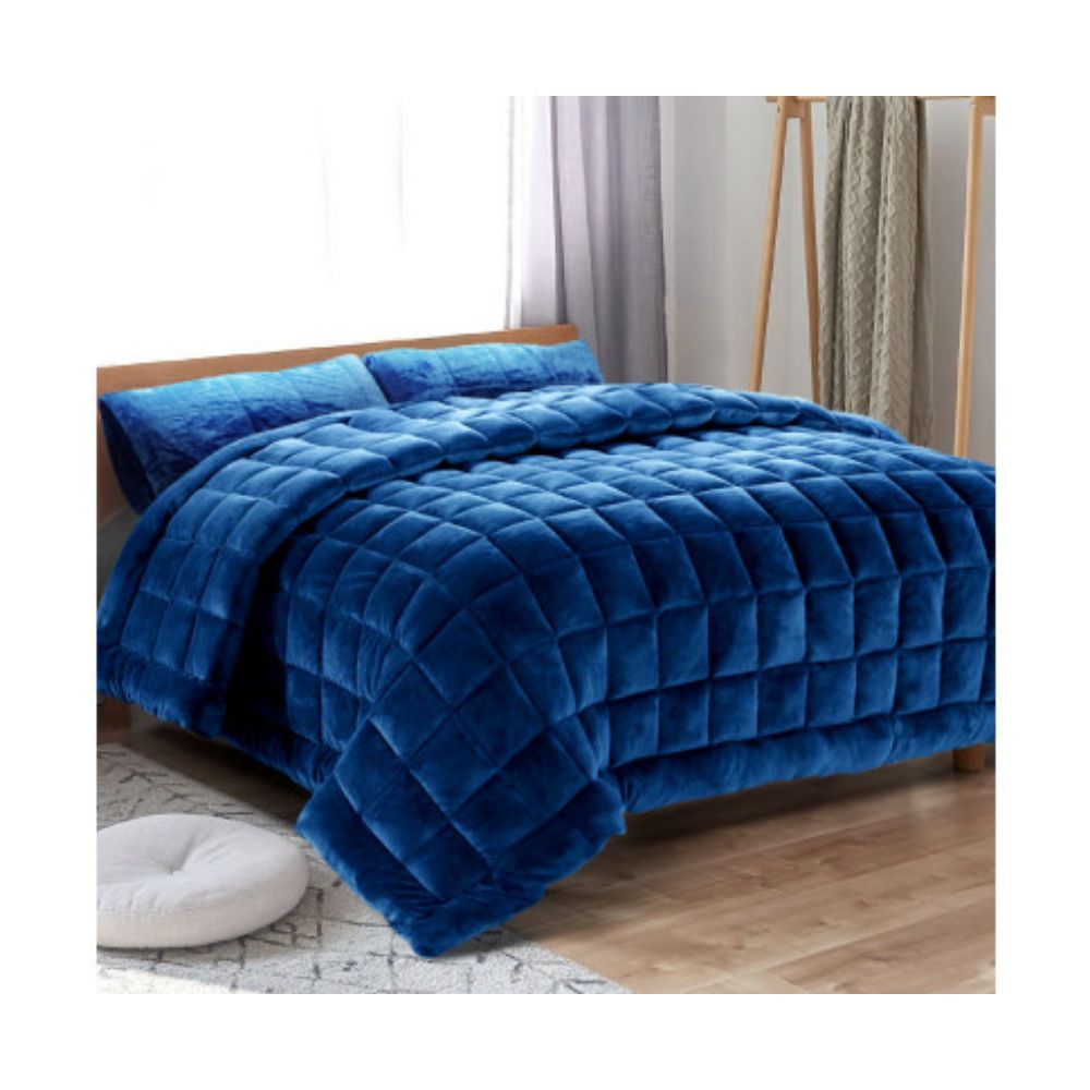 Giselle Bedding Faux Mink Quilt Blue Super King