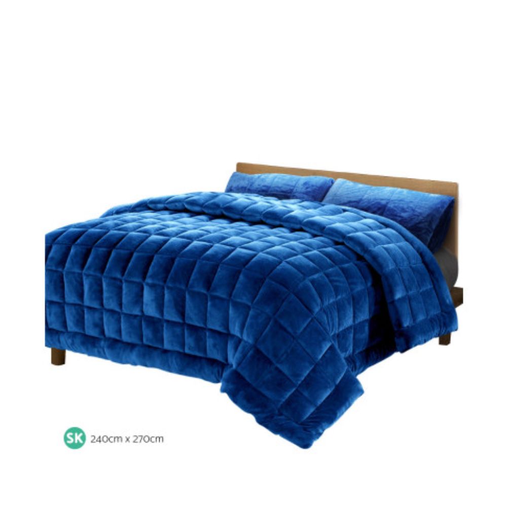 Giselle Bedding Faux Mink Quilt Blue Super King