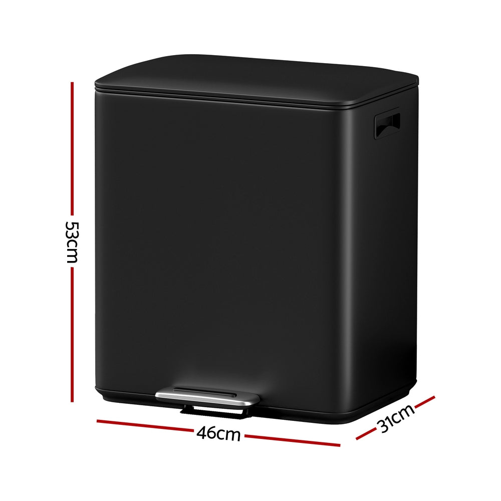 Cefito Pedal Rubbish Bin Dual Compartment Waste Recycle Dustbins