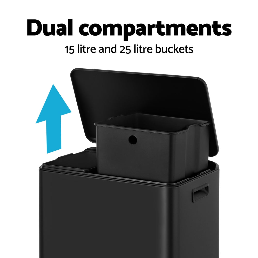 Cefito Pedal Rubbish Bin Dual Compartment Waste Recycle Dustbins