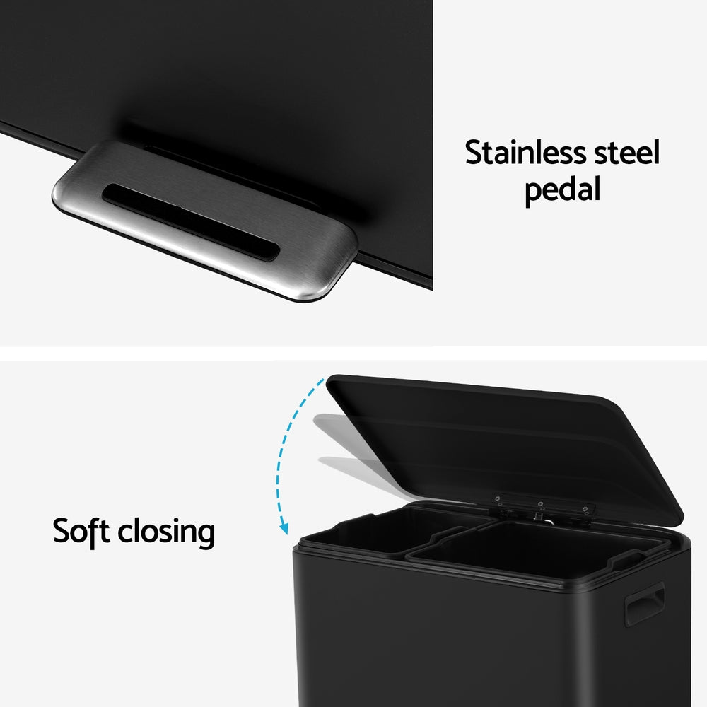 Cefito Pedal Rubbish Bin Dual Compartment Waste Recycle Dustbins