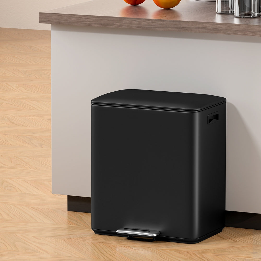 Cefito Pedal Rubbish Bin Dual Compartment Waste Recycle Dustbins