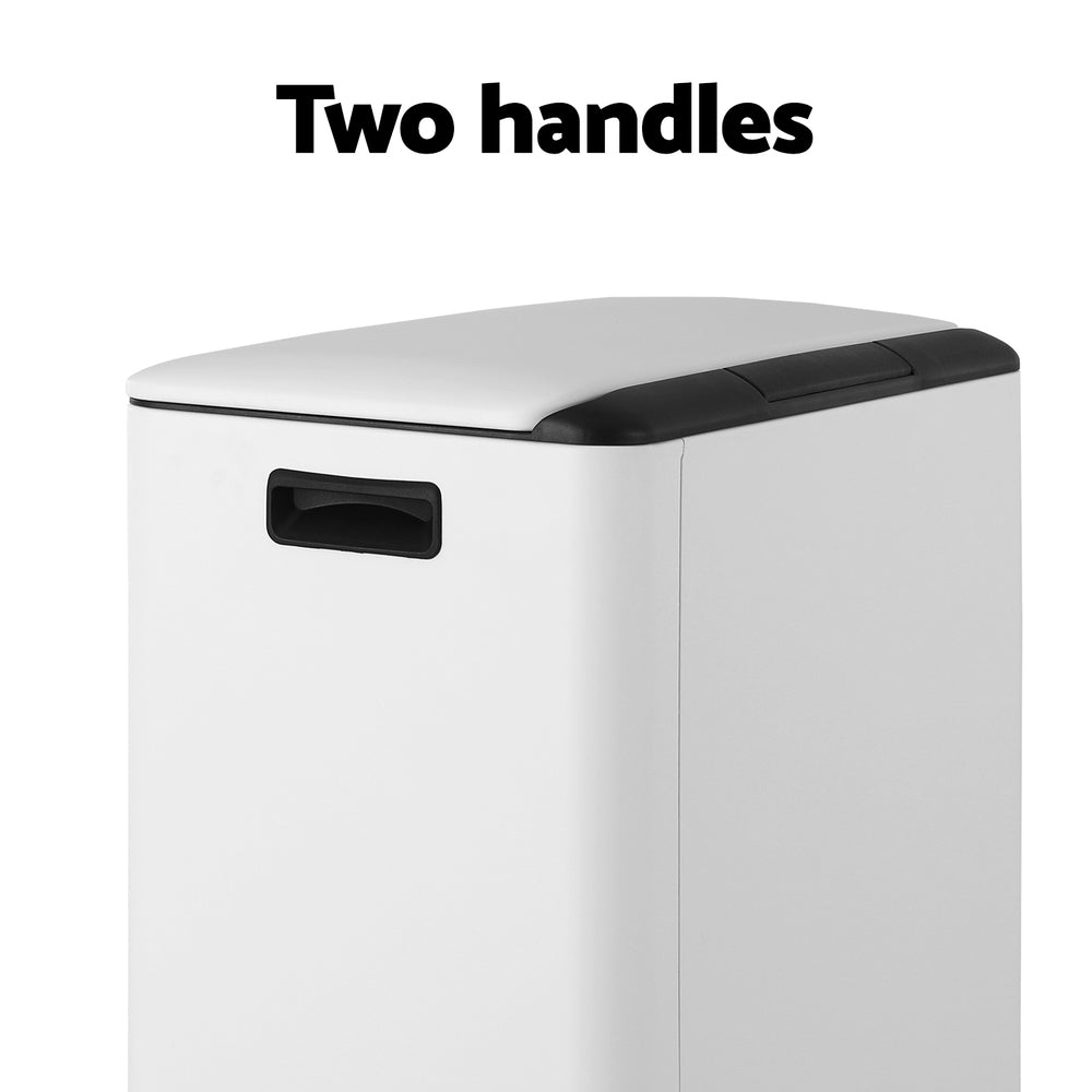 Cefito Pedal Rubbish Bin Dual Compartment Waste Recycle Dustbins White
