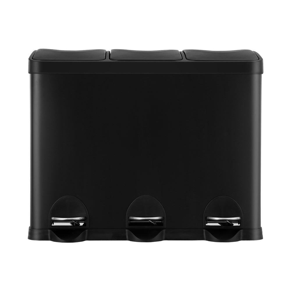 Cefito Pedal Bins Rubbish Bin Triple Compartments Waste Recycle Dustbins