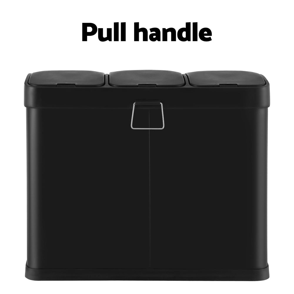 Cefito Pedal Bins Rubbish Bin Triple Compartments Waste Recycle Dustbins