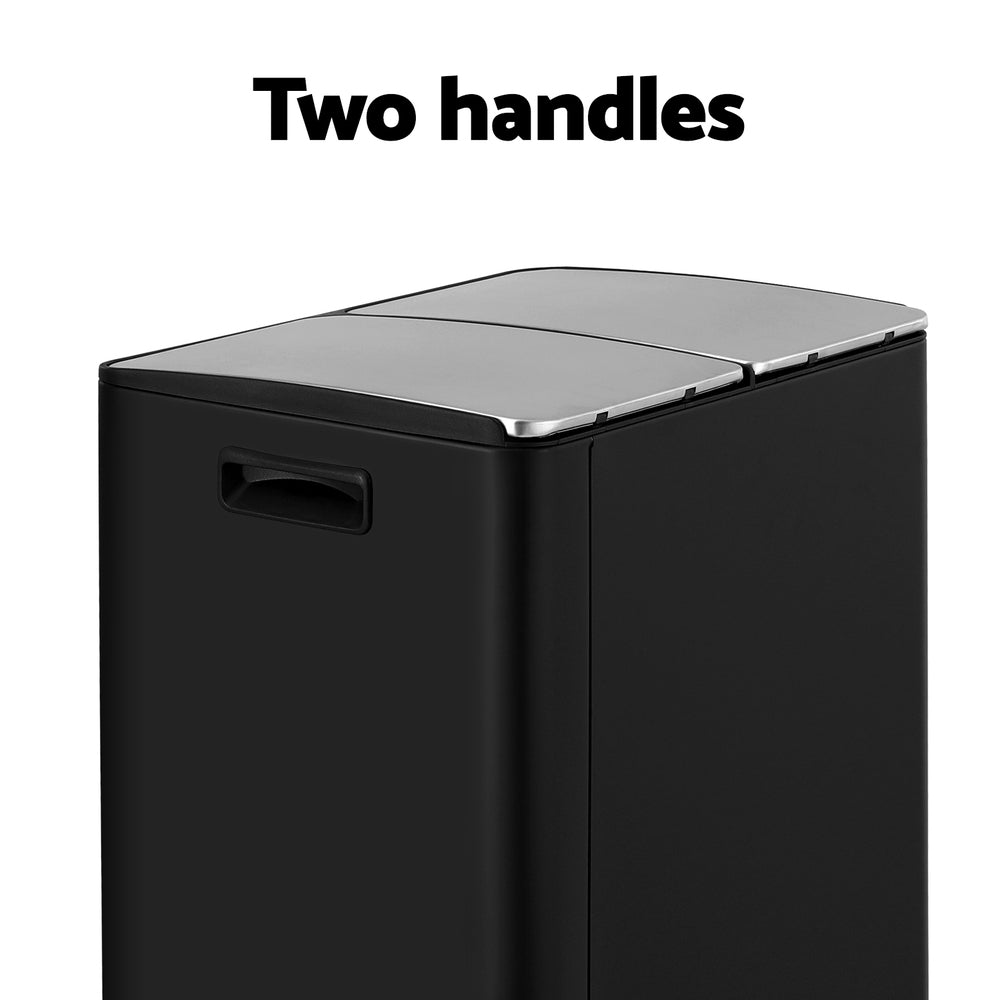 Cefito Pedal Rubbish Bin Dual Compartment Waste Recycle Dustbins Black
