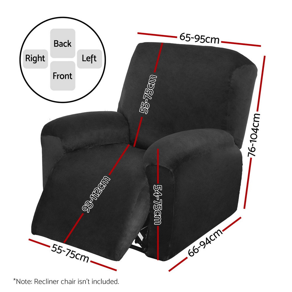 Artiss Recliner Chair Covers Seater Velvet Black