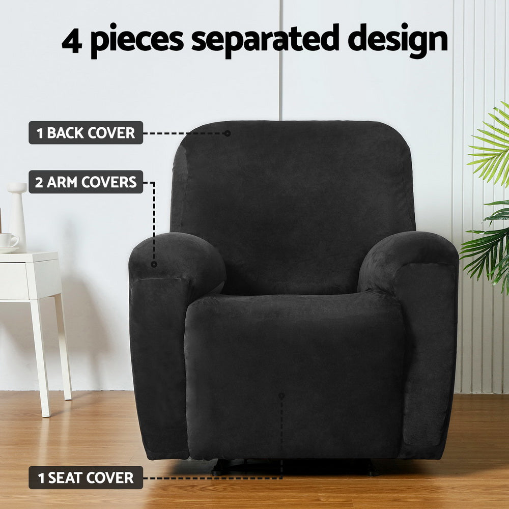Artiss Recliner Chair Covers Seater Velvet Black