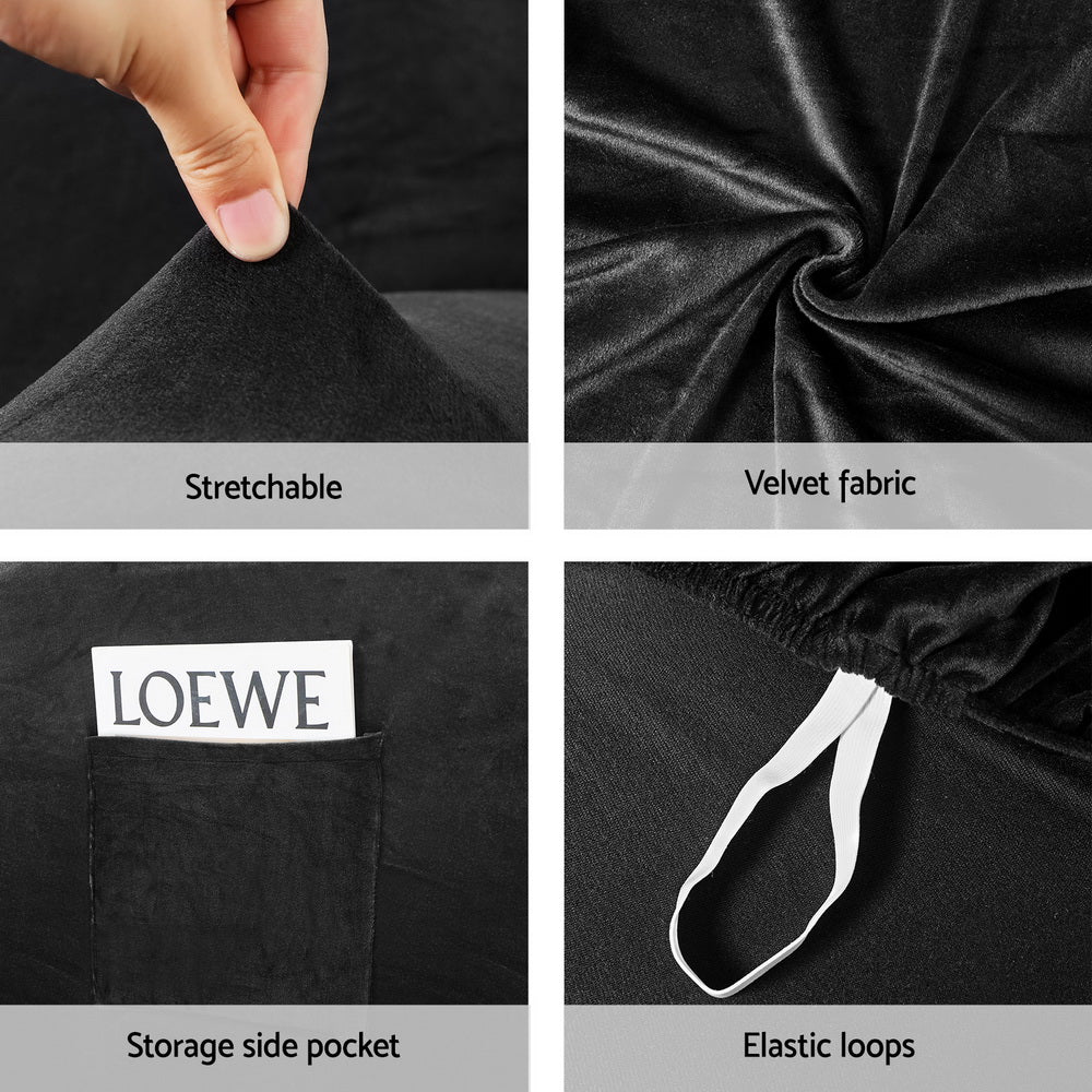 Artiss Recliner Chair Covers Seater Velvet Black