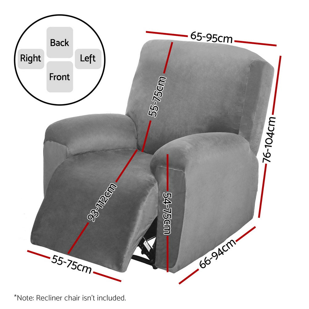 Artiss Recliner Chair Covers Seater Velvet Grey