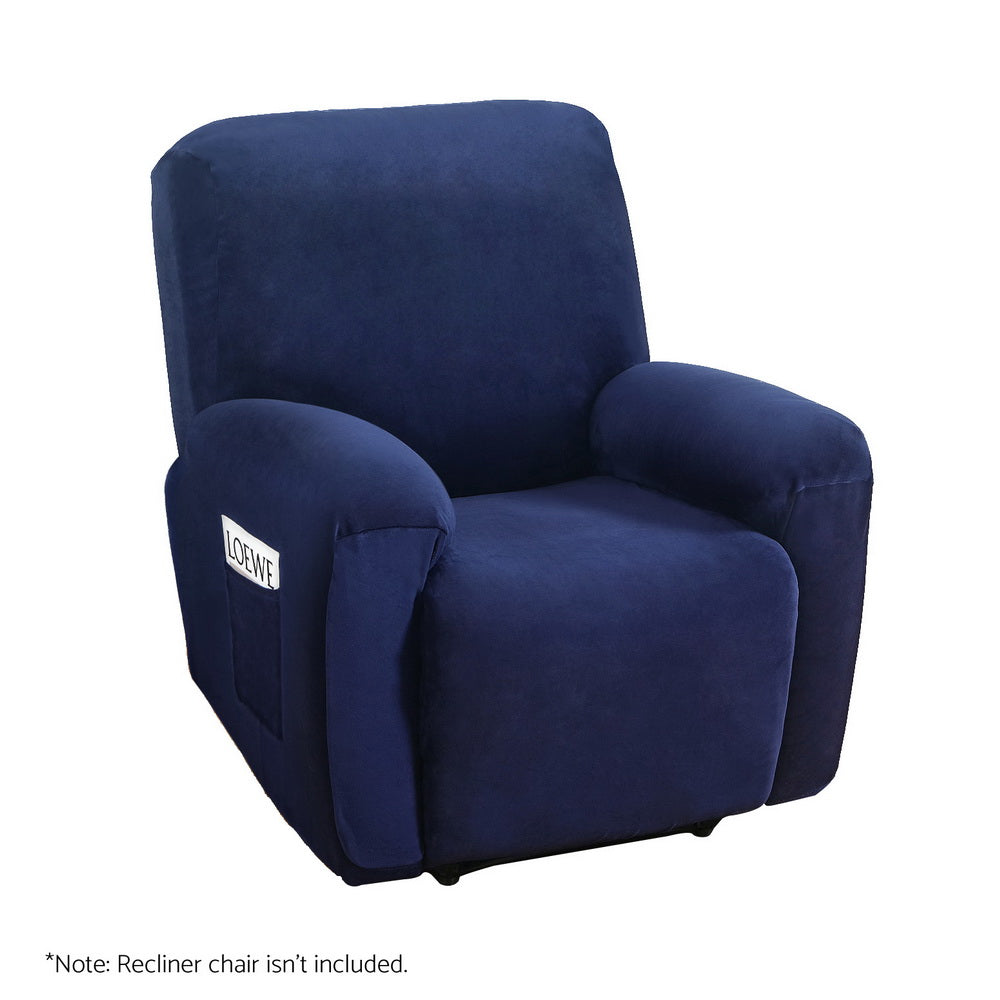 Artiss Recliner Chair Covers Seater Velvet Navy