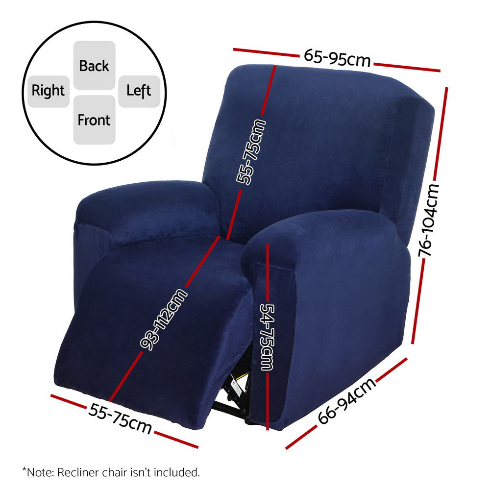 Artiss Recliner Chair Covers Seater Velvet Navy